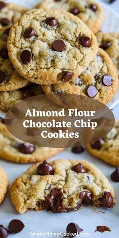 almond flour chocolate chip cookies on a plate