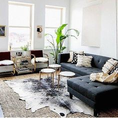 https://www.youtube.com/watch?v=dDTw6HmSi1o?autoplay=1&mute=1 Living Room Rug Layout, Cowhide Rug Living Room, Rugs Layout, Living Room Farmhouse Decor, Black Brazilian, Living Room Decor Colors, Trendy Living Rooms, Hide Rug, Cowhide Rug