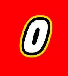 the letter o is shown in black and yellow on a red background with white letters