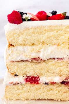 Chantilly Cake Recipe. Homemade moist yellow cake layered with fluffy sweet cream cheese whipped cream frosting and fresh berries. This Chantilly Cake is famous at Whole Foods and here's my copycat version so you can make it at home. This is the best Chantilly Cake recipe!