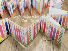 birthday cards with candles on them and the words fun milestone birthday card idea