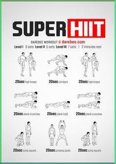 the poster shows how to do super hiit