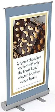 Tabletop Retractable Banner with Aluminum Feet Chocolate Crafts, Organic Chocolate, Carrying Case