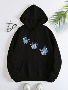 Women's Hoodie Fashion Casual Hoodie Preppy Color Butterfly Print Autumn And Winter Warm Sports,Long Sleeve Tops Black Casual  Long Sleeve Fabric Butterfly Pullovers Slight Stretch All,Fall/Winter Women Clothing, size features are:Bust: ,Length: ,Sleeve Length: Cute Sweatshirts Aesthetic, Cool Hoodies Designs Unique, Hoodies Amazon, Aesthetic Hoodies, Hoodies Womens Fashion, Fabric Butterfly, Stylish Hoodies, Women Sweatshirts, Cute Hoodie