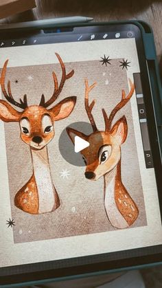 an image of two deers on a tablet screen