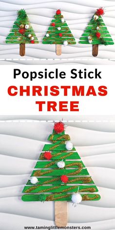 popsicle stick christmas tree craft for kids