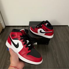 Nike Air Jordan 1 Mid Chicago Black Toe Size 6 In Women’s Size 4.5 In Youth / Gs New In Box Purchased On Stockx Please Advise: All Clothes Are Washed Or Dry Cleaned, Unless It’s Nwt. Clothes And Shoes Will Be Sanitized Using Clorox Fabric Sanitizer Prior To Shipping. There Maybe Some Piling, Lint Balls, And Loose Threads That May Not Be Visible To My Eyes But To Yours. I Try To Take Photos Of Every Angle To Capture The Clothing And/Or Condition Issue. If There Are Any Clothing Issue, It Would Be Jordan 1 Mid Chicago Black Toe, Air Jordan 1 Mid Chicago, Jordan 1 Mid Chicago, Pretty Shoes Sneakers, Nike Air Jordan 1 Mid, Womens Jordans, Nike Air Jordan 1, Air Jordan 1 Mid, Jordan 1 Mid