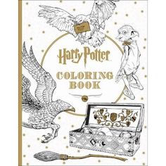 the harry potter coloring book with an owl and two owls on it's back