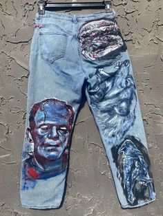 L�👀K it's a New Drop 🫳  💧 Size 27 AVAILABLE (will mark when sold)  ☝🏽one of one handpainted (washable) original denim $199 signed and shipped Graphic Print Denim Jeans For Fall, Hand Painted Denim Jeans For Streetwear, Fall Graphic Print Denim Jeans, Artistic Streetwear Jeans For Spring, Artistic Jeans For Spring Streetwear, Artistic Denim Jeans For Summer, Artistic Summer Denim Jeans, Trendy Hand Painted Blue Jeans, Blue Hand Painted Cotton Jeans