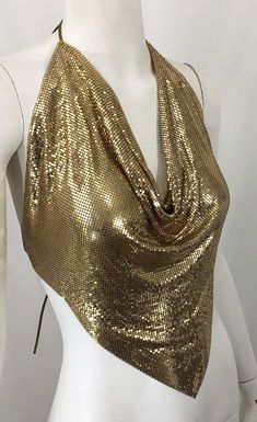 Disco Outfit Ideas 70s, Outfit Ideas 70s, Disco Outfit Ideas, 70s Outfits Ideas, Diy Halter Top, Gold Halter Top, 70s Outfit, Disco Theme