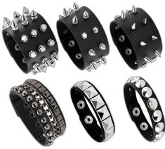 Rock Style Spiked Party Jewelry, Rock Style Spiked Jewelry For Parties, Rock Style Party Jewelry With Spikes, Punk Style Bracelets, Punk Spiked Jewelry For Concerts, Punk Jewelry With Spikes For Concerts, Metal Rivets Bracelets As Gift, Metal Bracelets With Rivets For Gift, Edgy Bracelet For Concerts