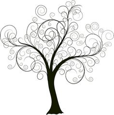 a stylized tree with swirly branches