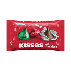 kisses milk chocolate candy bar with christmas decorations