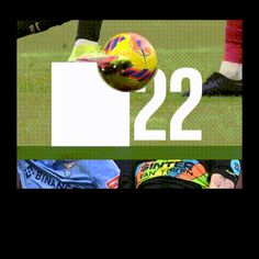 a soccer ball is on the field with numbers 22 and 22 in front of it