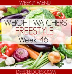 a pile of fresh vegetables with the words weight watchers freestyleyle week 46 on it