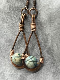 Antique Copper, Teardrop Earrings, Wire Wrapped, Wire Wrapping, Dangle Drop Earrings, Copper, Jewelry Making, Ships, Drop Earrings