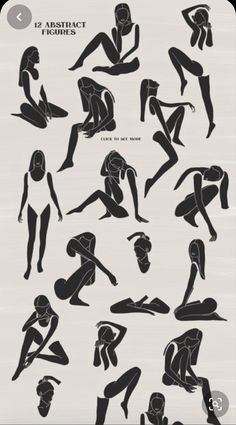 the silhouettes of people are shown in various poses and postures, including one sitting on