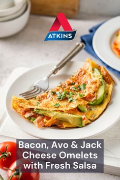 bacon, avocado and jack cheese omelets with fresh salsa on the side