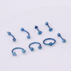 Buying Option:$14.99 for a SET (8 pieces) ----------- DESCRIPTIONS ------------ Color: Blue/ Black/ Gold/ Colorful/ Silver- Gauge(Thickness): 16G - 1.2mm- Bar (Post) Length: 8mm- Stainless Steel Ball: 3mm- Materials: 316L Stainless Steel, 18K Gold Plating- SKU: BJ8501- 316L Stainless Steel is hypoallergenic, generally safe for sensitive skin. ----------- MIX MATCH PURCHASE -----------We do offer mix-match purchases for different listings at the same price, please provide your desired SKU & patte Ring Septum Piercing, Helix Studs, Hoop Nose Ring, Septum Piercing Jewelry, Gel Acrylic Nails, Conch Earring, Tragus Piercing, Basic Jewelry, Nose Rings Hoop