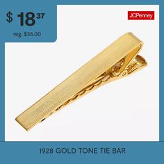 Get the perfect touch of vintage in our gold tone tie clip. This subtle beauty is sure to make dashing statement. For the timeless and classic men who are bringing traditional, dress-y back!Measurements: 2.05"L X 0.3"W Metal Color: Gold ToneBase Material: 100% MetalCare: Wipe CleanCountry of Origin: Made in US Subtle Beauty, Tie Bar, Traditional Dress, Classic Man, Metal Color, Tie Clip, Cufflinks, Gold Tones, Bring It On