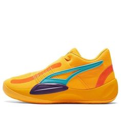 PUMA Rise Nitro 'Sun Stream' 377012-01 (SNKR/Men's/Low Top/Non-Slip/Basketball/Wear-resistant) Yellow Basketball Shoes With Boost Midsole, Yellow Basketball Shoes With Boost Midsole For Sports Events, Sporty Yellow Basketball Shoes, Casual Orange Breathable Basketball Shoes, Sporty Orange Basketball Shoes, Yellow Breathable Basketball Shoes For Sports, Breathable Yellow Basketball Shoes For Sports, Sporty Orange Basketball Shoes For Training, Fashion Performance