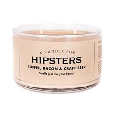 a candle for hipsters coffee, bacon and craft beer