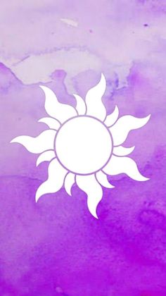 a purple and white painting with a sun on it