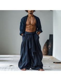 Men Linen Pants, Men's Oversized Breathable Linen Pants Mens Linen Pants Outfit, Gay Costume, Rave Outfits Men, Fashion Props, F Men, Mens Linen Pants, Suits Men Business, Overalls Men, Streetwear Jeans