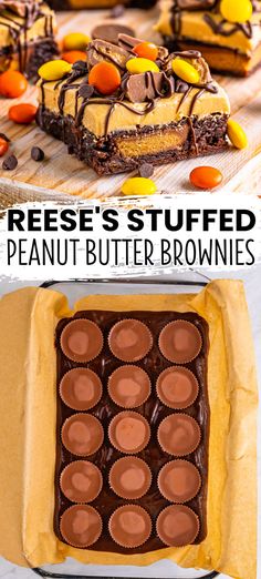 reese's stuffed peanut butter brownies are ready to be eaten and put in the oven