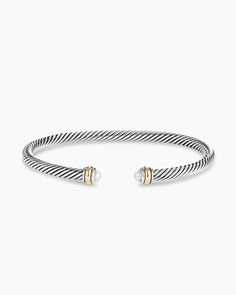 Classic Cable Bracelet in Sterling Silver with 18K Yellow Gold and Pearls, 4mm Artistic Signature, David Yurman Cable Bracelet, Gold And Pearls, David Yurman Bracelet, Black Onyx Bracelet, Cable Bracelets, Classic Bracelets, Onyx Bracelet, Amethyst Bracelet