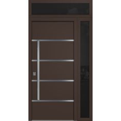 a brown door with glass panels on the side