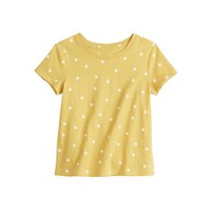 Give her wardrobe a refresh with this girls' printed graphic tee from Jumping Beans. Give her wardrobe a refresh with this girls' printed graphic tee from Jumping Beans. FEATURES Crewneck Short sleeves Printed graphic on chest FittedFABRIC & CARE Cotton, polyester Machine wash Imported Size: 8. Color: Gold. Gender: female. Age Group: kids. Playful Spring T-shirt With All Over Print, Yellow Cotton T-shirt With All Over Print, Yellow Cotton Top With All Over Print, Playful Cotton T-shirt With All Over Print, Playful All Over Print T-shirt For Summer, Playful Summer T-shirt With All Over Print, Shoes Guide, Jumping Beans, Print Graphic