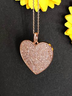 Rose Gold Heart Beads Necklace For Valentine's Day, Pink Heart Pendant Necklace For Anniversary, Rose Gold Heart Necklace With Cubic Zirconia, Rose Gold Cubic Zirconia Heart Necklace, Rose Gold Heart, Heart Gifts, Rose Gold Necklace, Gold Plated Chains, Heart Of Gold