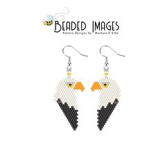 the beaded images earrings are designed to look like an eagle with yellow beaks