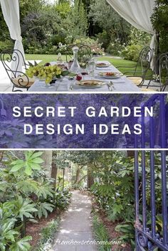 the secret garden design ideas book is open and ready to be used as an outdoor dining area