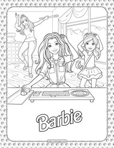 barbie and her sisters are cooking in the kitchen coloring page for barbie's birthday party