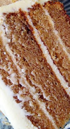 a close up of a slice of cake on a plate