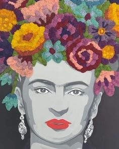 a painting of a woman with flowers in her hair