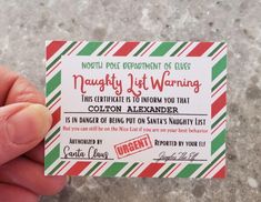 a person holding up a ticket for an ugly gift warning to someone who is not in the holiday spirit