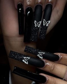 Black Coffin Nails, Purple Acrylic Nails, Punk Nails, Baddie Nails, Nails Homecoming, Nails Design With Rhinestones