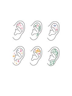 six different types of ears with flowers on them