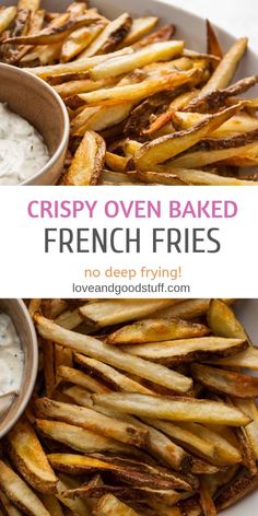 crispy oven baked french fries with ranch dip