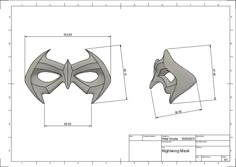 two masks are shown with measurements for each mask, and one is made out of metal