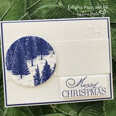 a christmas card made with stampin's evergreens and pine tree dieing