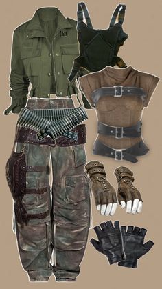 Apocalypse Party Outfit, Apocalypse Oc Design, Dystopian Apocalypse Outfit, Desert Apocalypse Outfit, Apocalyptic Fashion Women Outfits, The 100 Aesthetic Outfit, Apocolypse Aethstetic Clothes, Werewolf Outfit Aesthetic