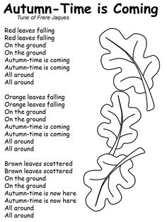 an autumn time is coming poem for kids to read and color on the page in this book