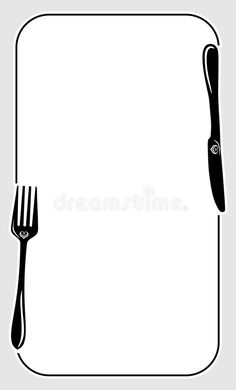 a fork and knife on a white background with black lines royalty illustration for design or printing