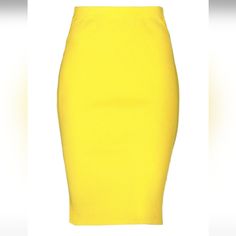 Nwt! Knitted, Solid Color. Yellow Knee-length Pencil Skirt, Chic Yellow Fitted Pencil Skirt, Chic Fitted Yellow Pencil Skirt, Purple Y2k, Y2k Mini Skirt, Faux Leather Midi Skirt, Embellished Skirt, Lace Midi Skirt, Tweed Pencil Skirt