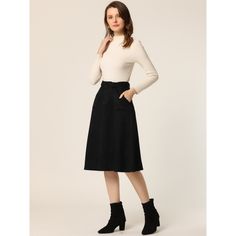 This beautifully a-line belted skirt brings a classic fall vibe to smart casual ensembles. Updating your wardrobe with this faux suede pocket skirt with an A-line silhouette for a universal body shape. Merging feminine and modern styles, this skirt is made of stretchy faux suede, which is comfortable and chic for the fall/winter season. Matching timeless knitwear, a blouse, retro leather boots, or high heels for a smart feminine impression. Midi Skirt With Belt, Timeless Knitwear, Midi Skirt Casual, Belted Skirt, Skirt With Belt, Pocket Skirt, Midi Length Skirts, Skirt Belt, Belt Black