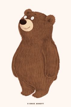 a drawing of a brown bear with eyes wide open